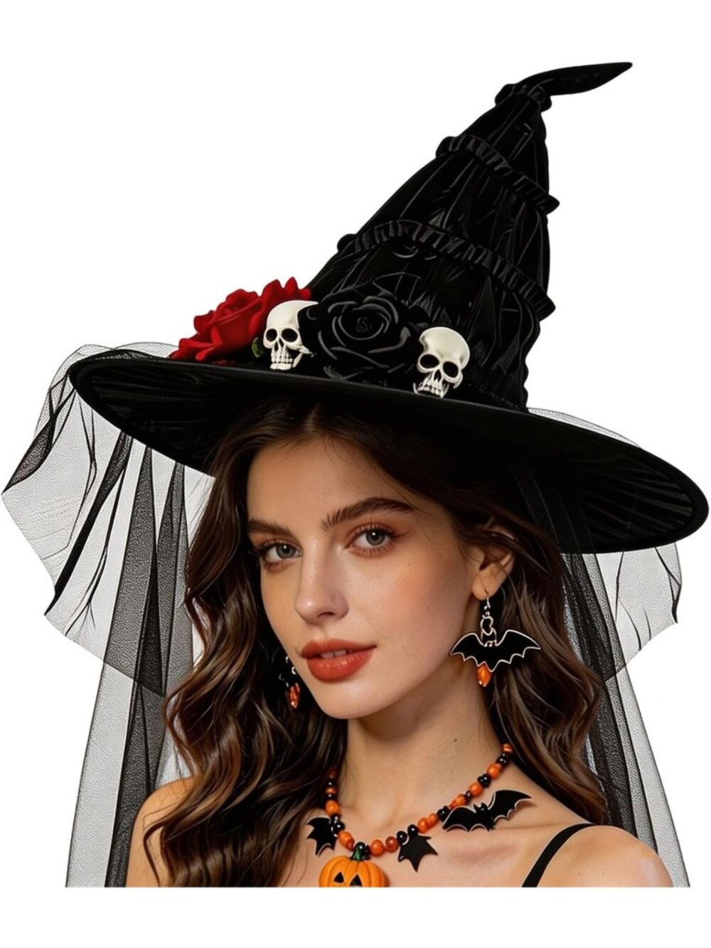 🎃Women's Black 07 Wide Brim Pointed Wizard Party Costume Accessory Witch Hat